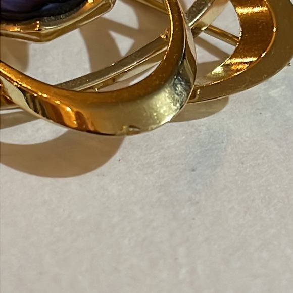 Vintage Abalone Shell Goldtone Swirl Brooch 4 1/2x3cm Abalone Shell, cosmic - Picture 3 of 7